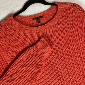 Eileen Fisher Pullover Sweater Large Orange Shaker Crop Autumn Organic
